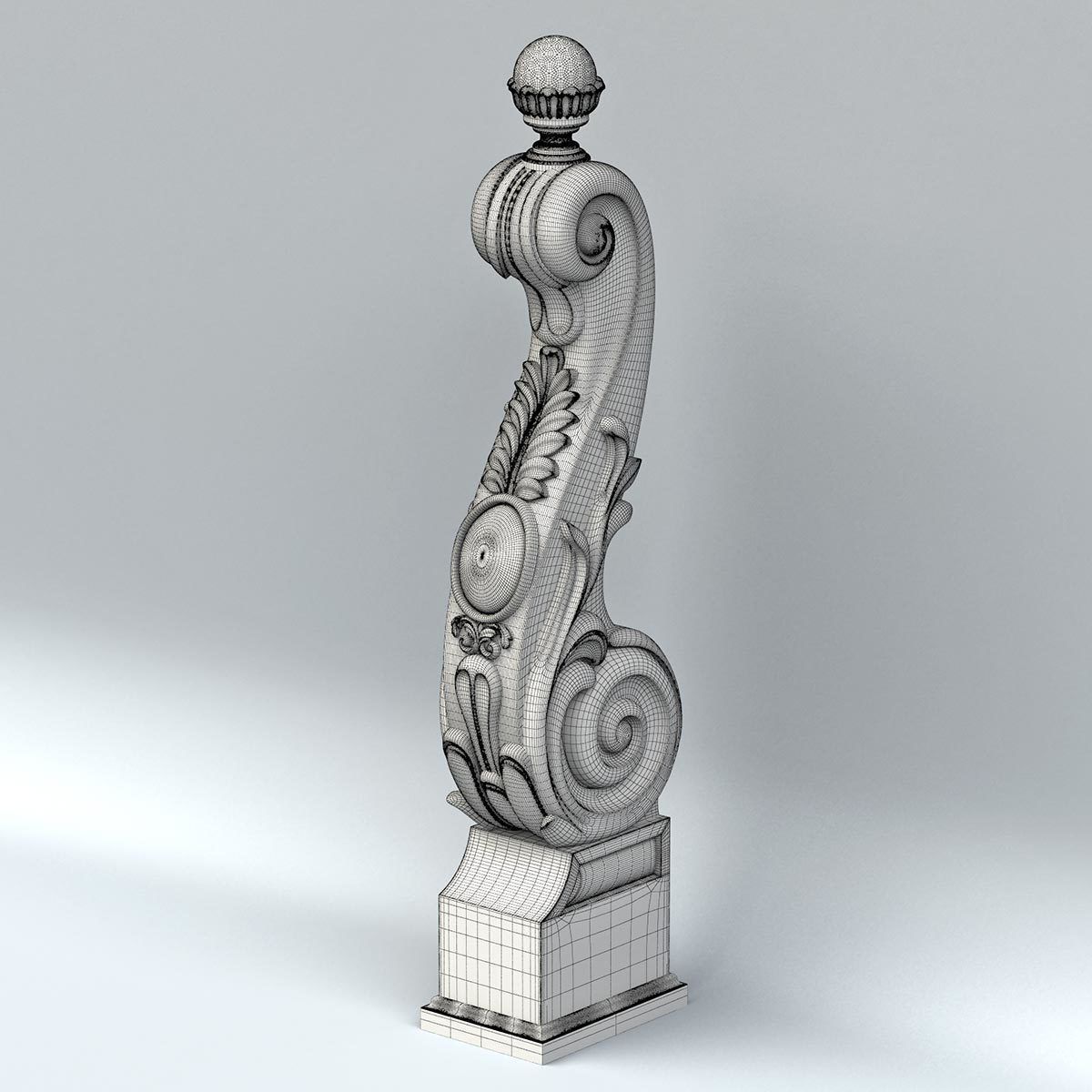 Newel post 007 3D model_7
