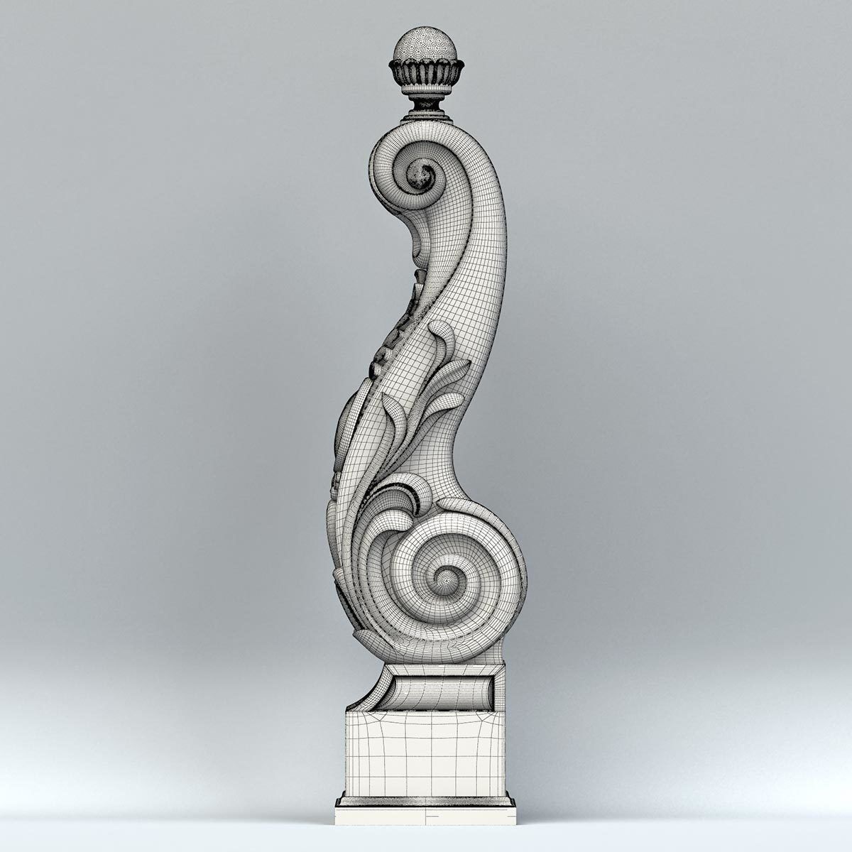 Newel post 007 3D model_6