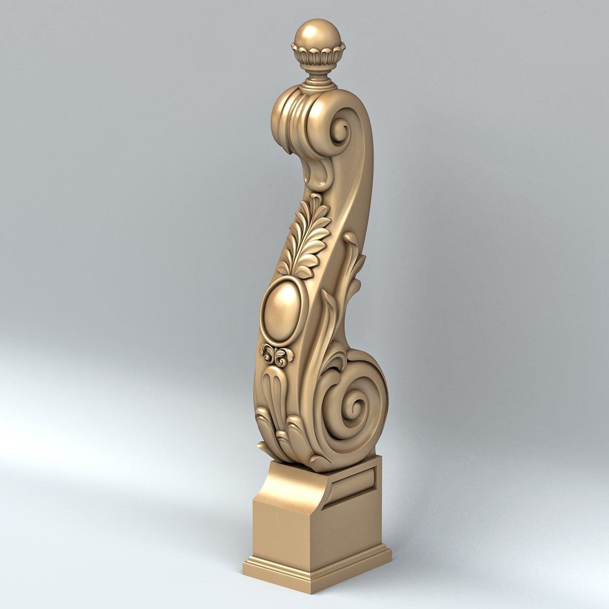 Newel post 007 3D model_4