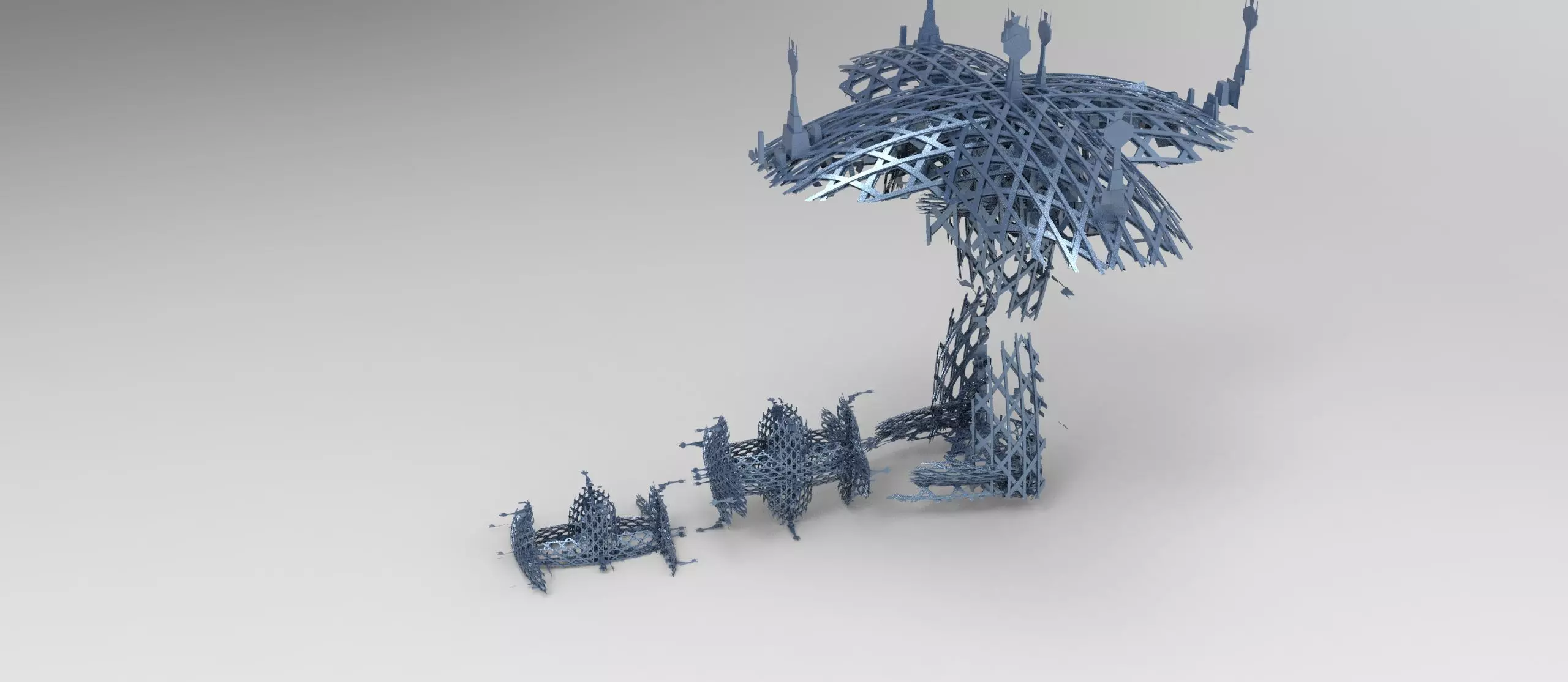 cyberpunk  cliff tower 3 versions  3D model_0