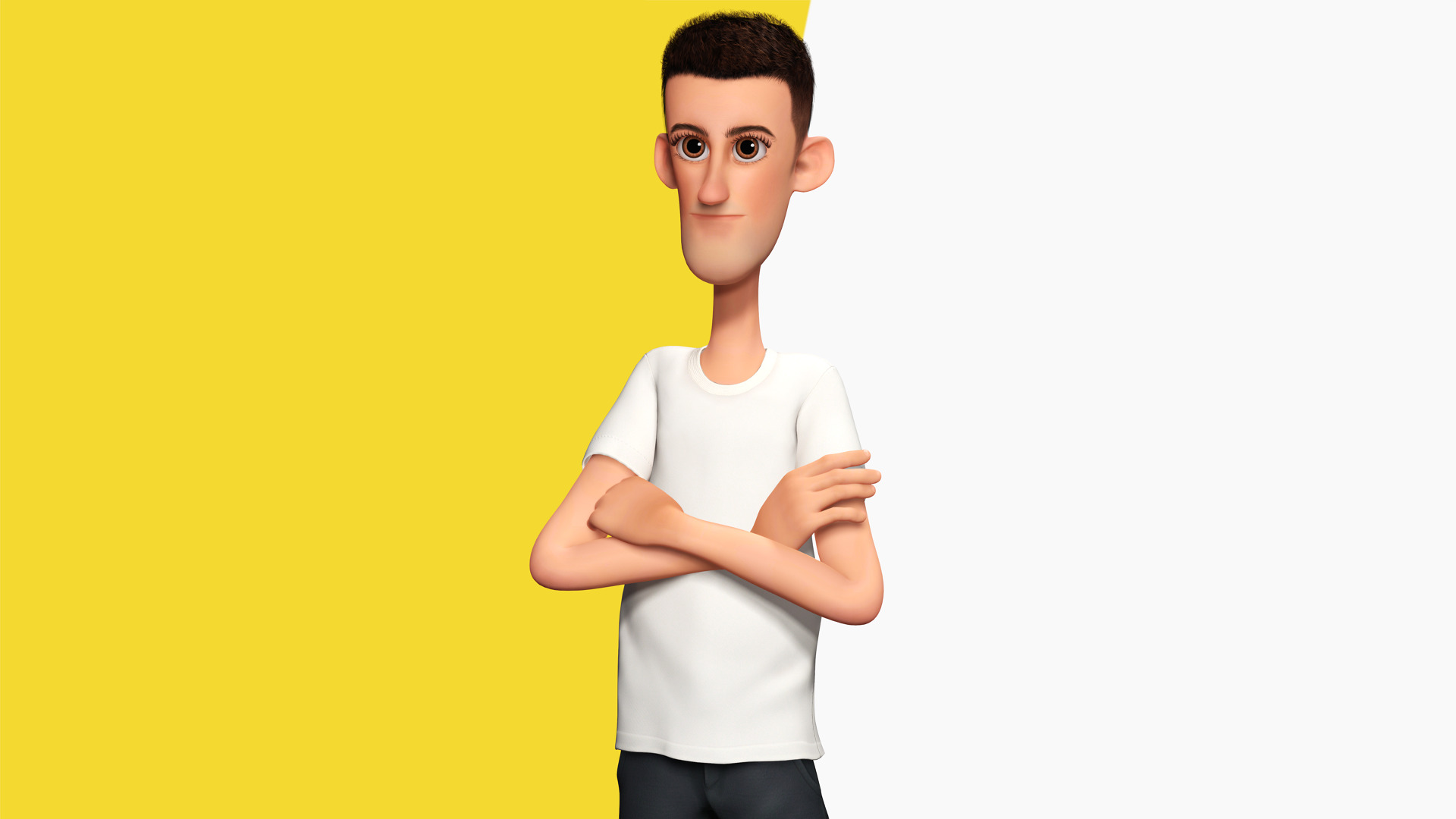 Fun and Quirky Male Rigged Exaggerated Toon 3D Guy Low-poly 3D model_5