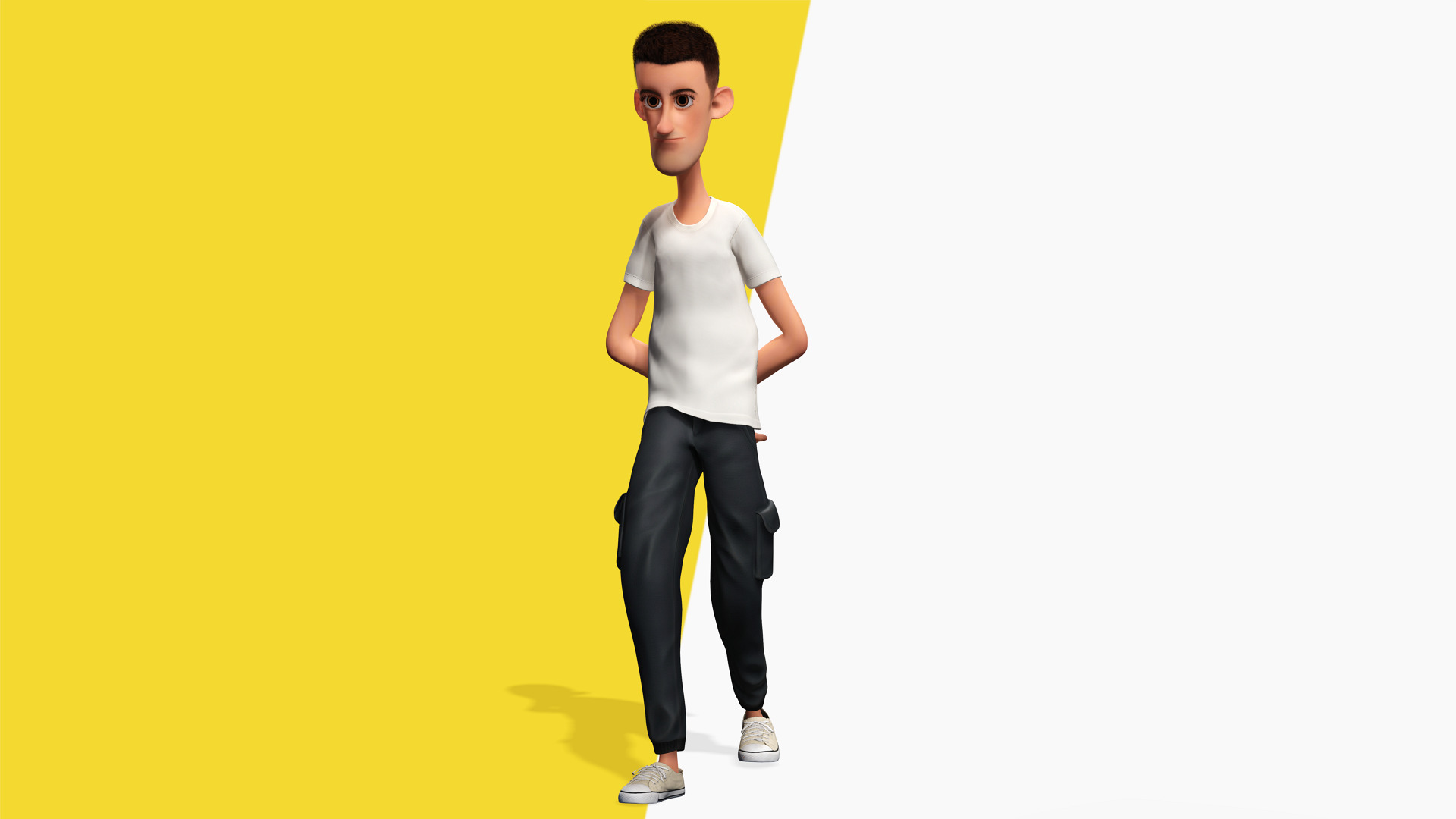 Fun and Quirky Male Rigged Exaggerated Toon 3D Guy Low-poly 3D model_1