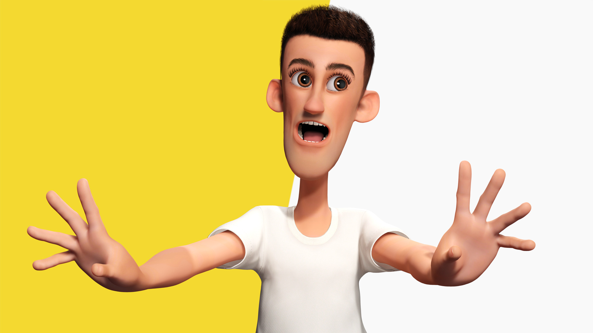 Fun and Quirky Male Rigged Exaggerated Toon 3D Guy Low-poly 3D model_3