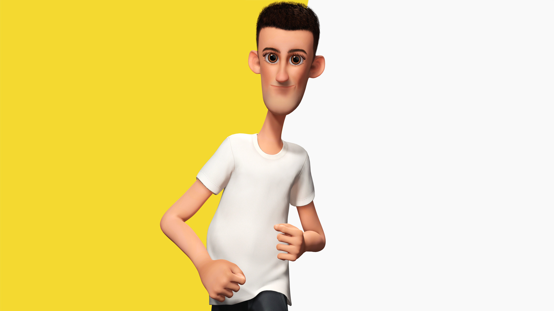 Fun and Quirky Male Rigged Exaggerated Toon 3D Guy Low-poly 3D model_7
