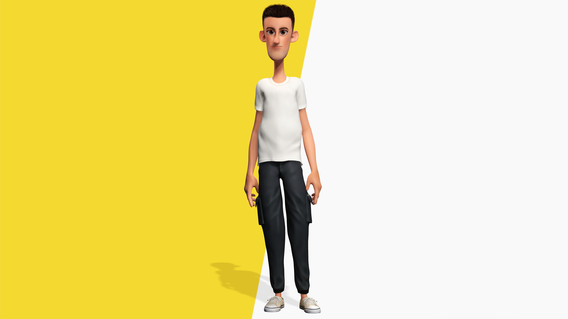 Fun and Quirky Male Rigged Exaggerated Toon 3D Guy Low-poly 3D model_12