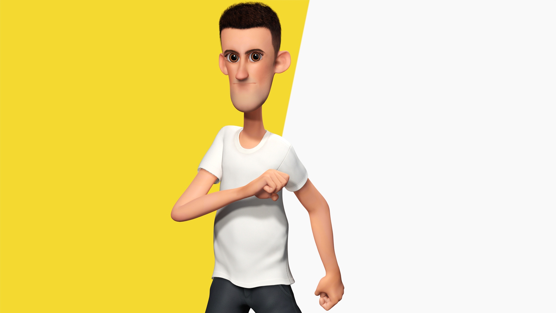 Fun and Quirky Male Rigged Exaggerated Toon 3D Guy Low-poly 3D model_8