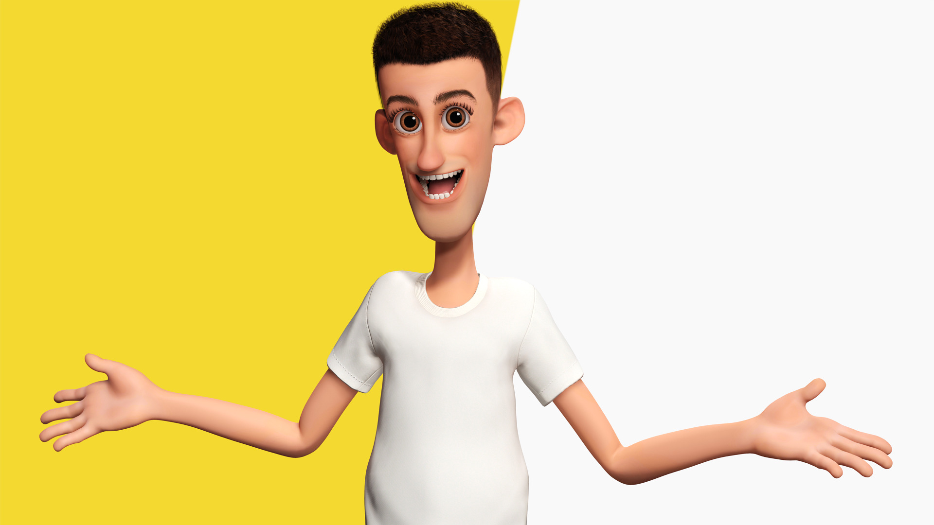 Fun and Quirky Male Rigged Exaggerated Toon 3D Guy Low-poly 3D model_9