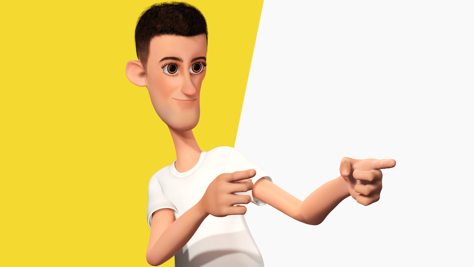 Fun and Quirky Male Rigged Exaggerated Toon 3D Guy Low-poly 3D model_2