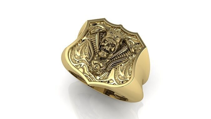 Biker Skull Ring 3D print model