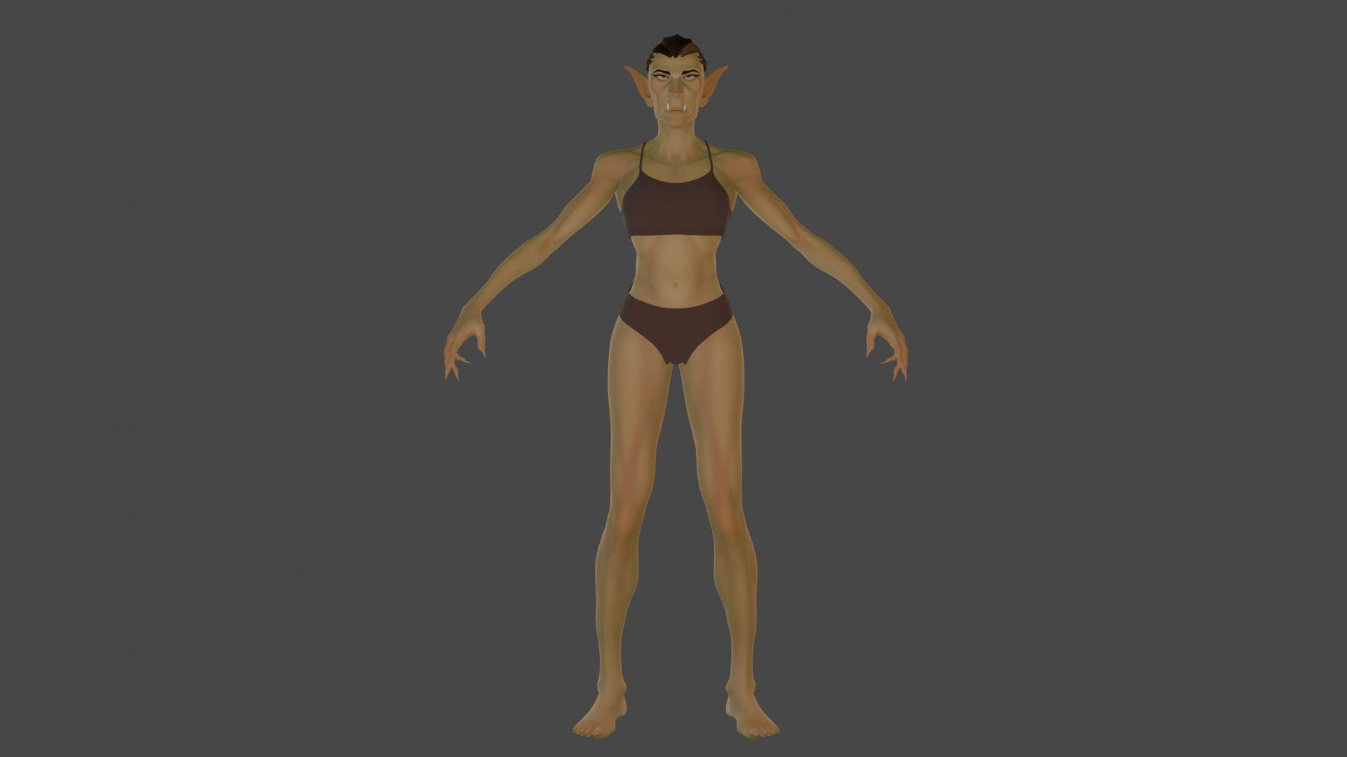 Cartoon female character fantesy base mesh Low-poly 3D model Low-poly 3D model_4