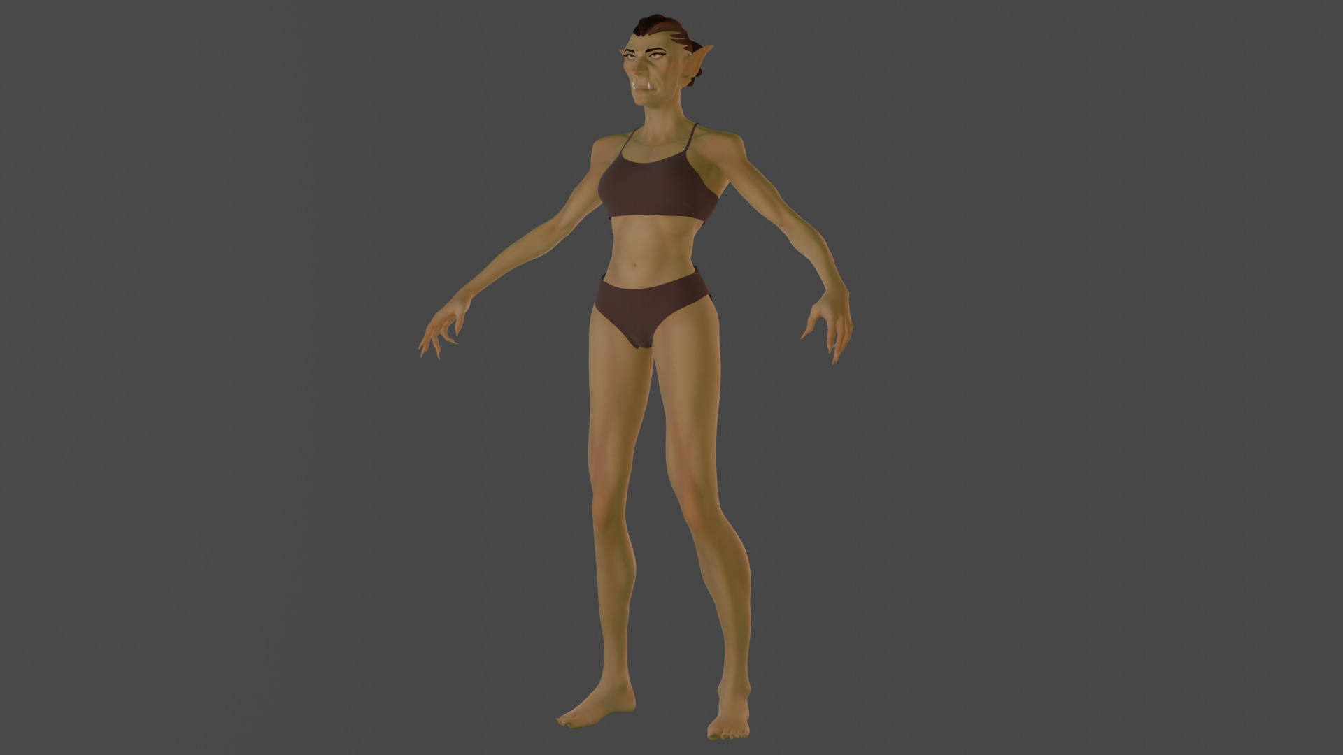 Cartoon female character fantesy base mesh Low-poly 3D model Low-poly 3D model_3