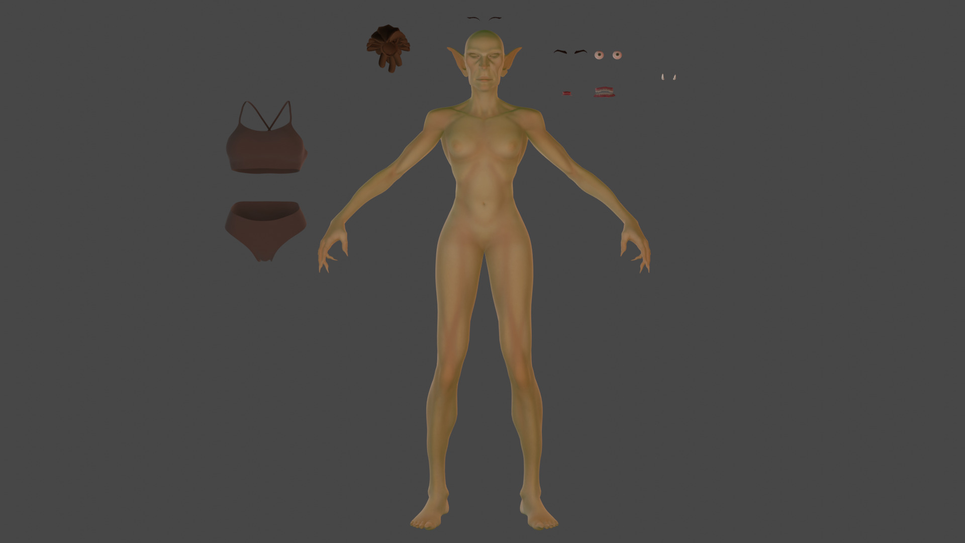 Cartoon female character fantesy base mesh Low-poly 3D model Low-poly 3D model_6