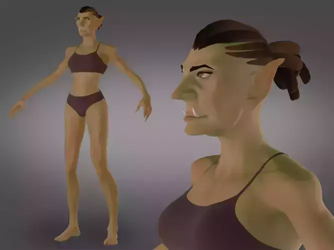 Cartoon female character fantesy base mesh Low-poly 3D model Low-poly 3D model Cartoon female character fantesy base mesh Low-poly 3D model Low-poly 3D model