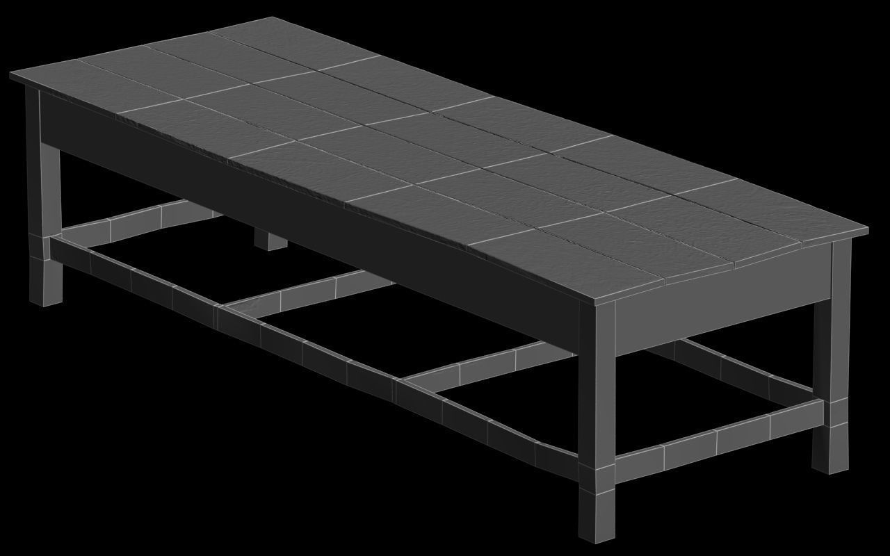 Industrial Era - Butcher table Low-poly 3D model_3