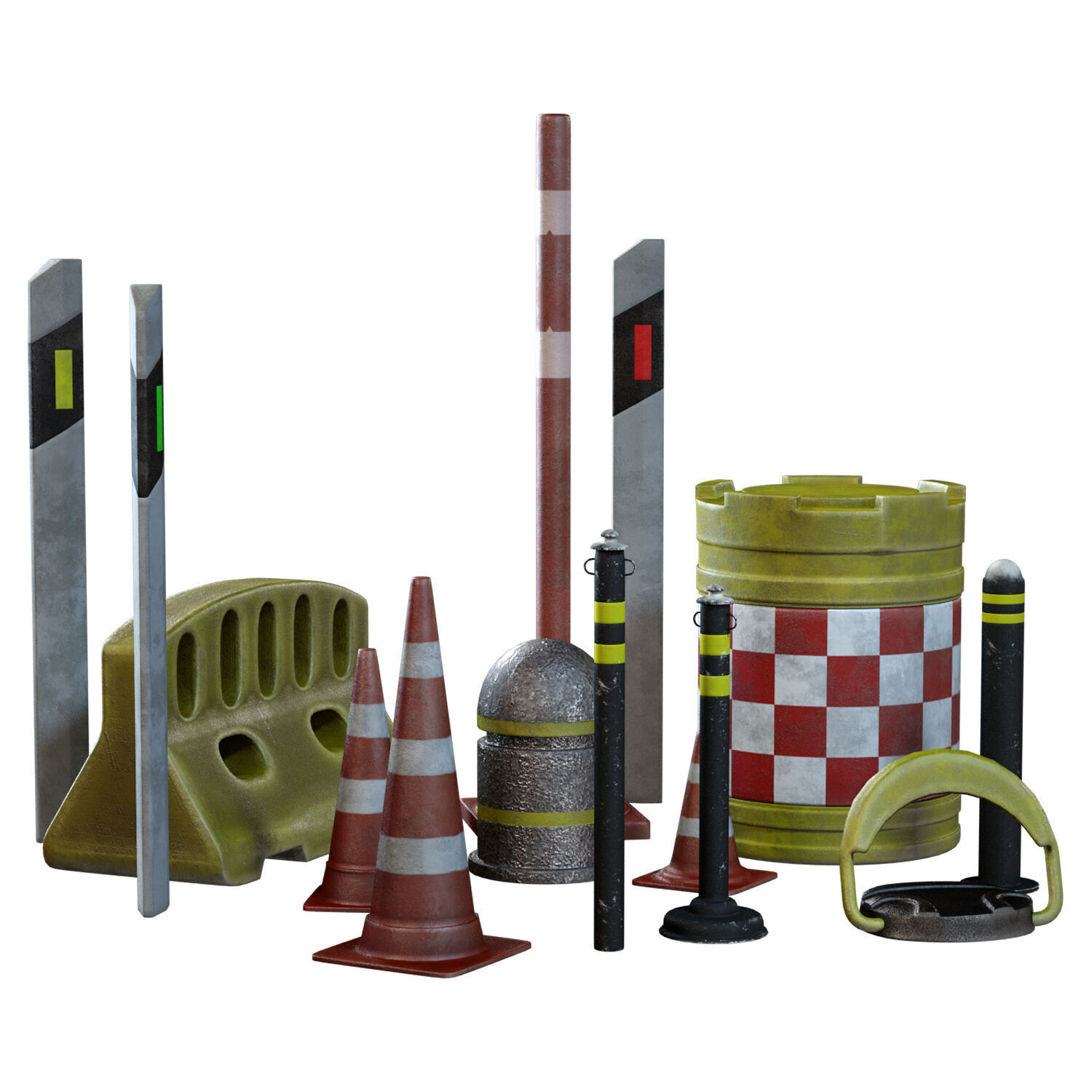  Road Parking Set Low-poly 3D model_1