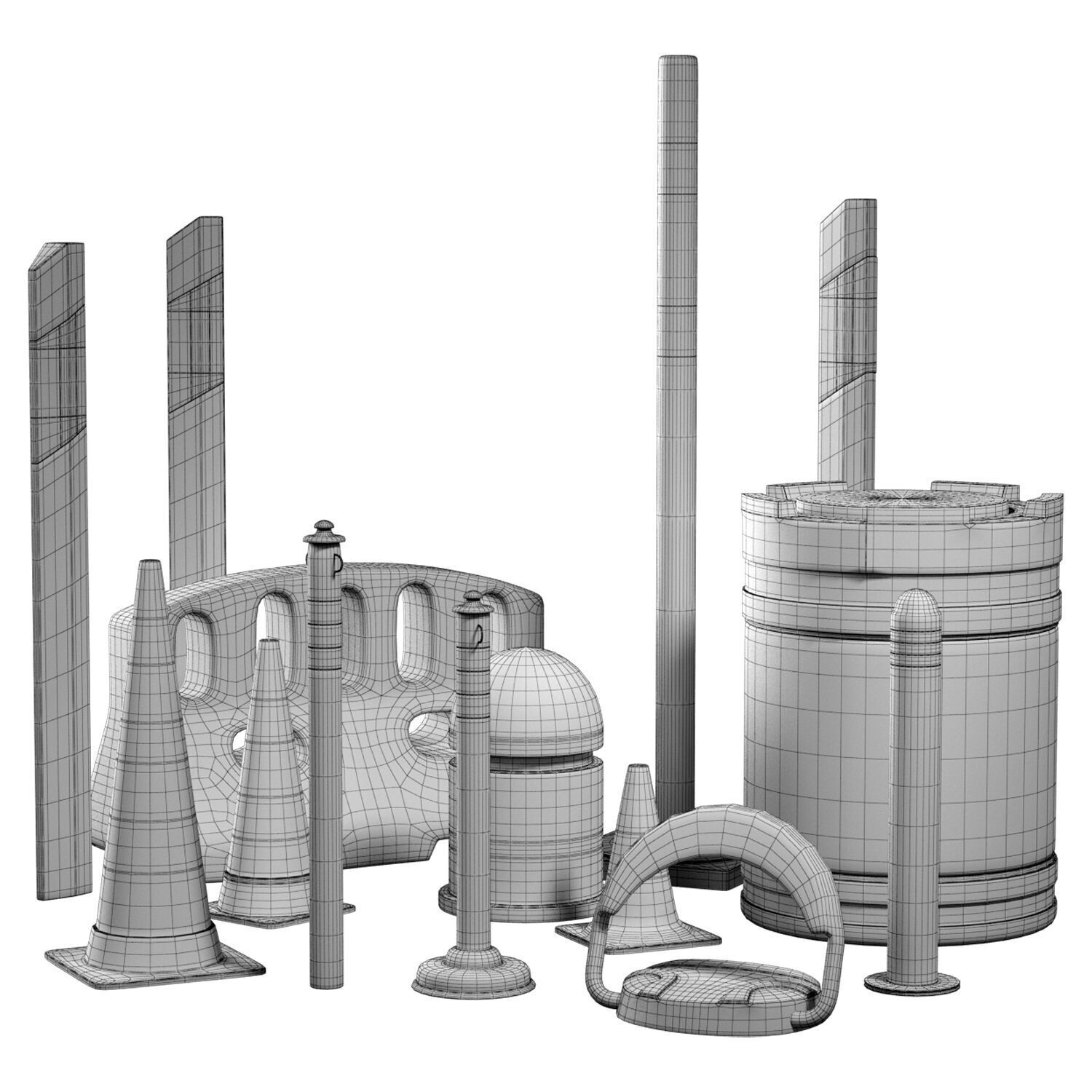  Road Parking Set Low-poly 3D model_6