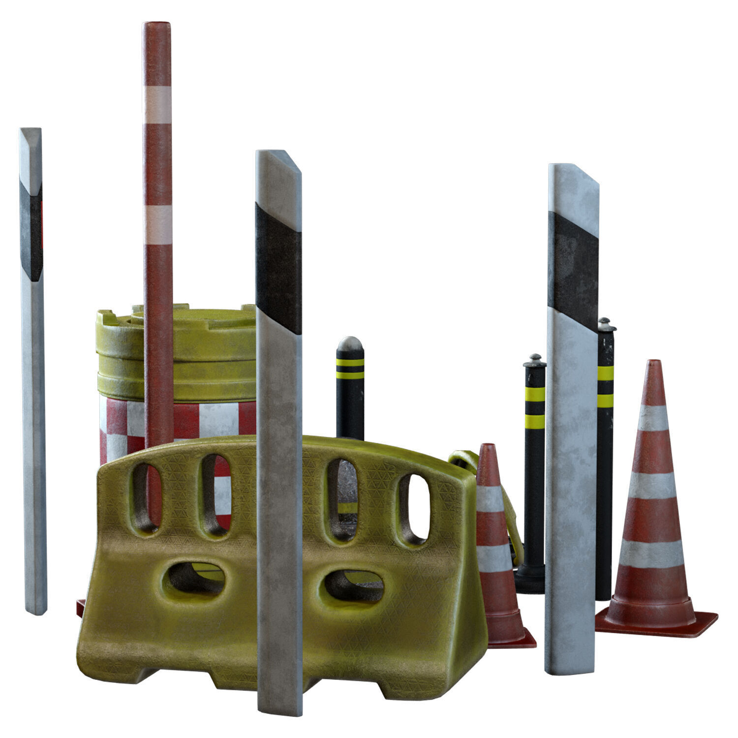  Road Parking Set Low-poly 3D model_3