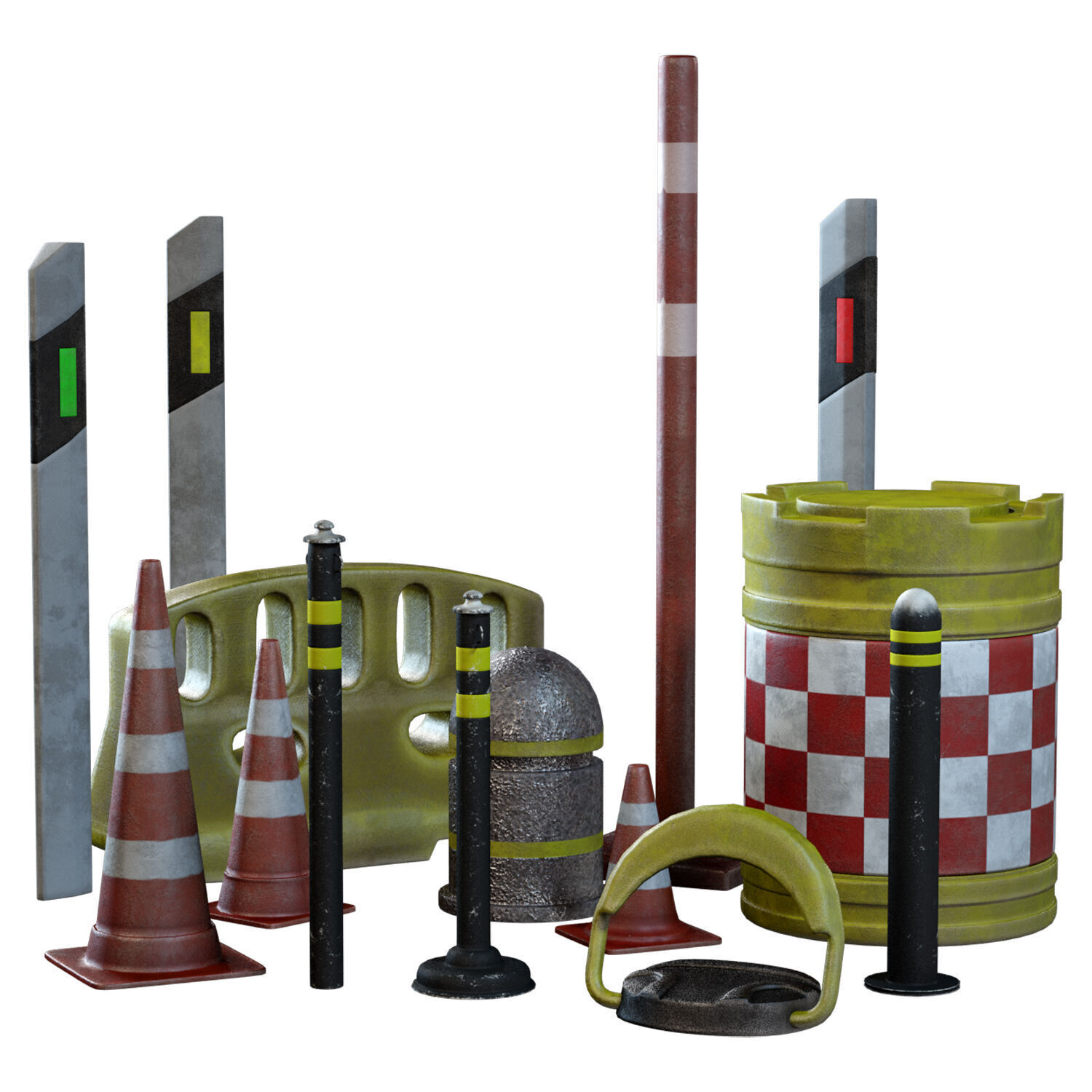  Road Parking Set Low-poly 3D model_2