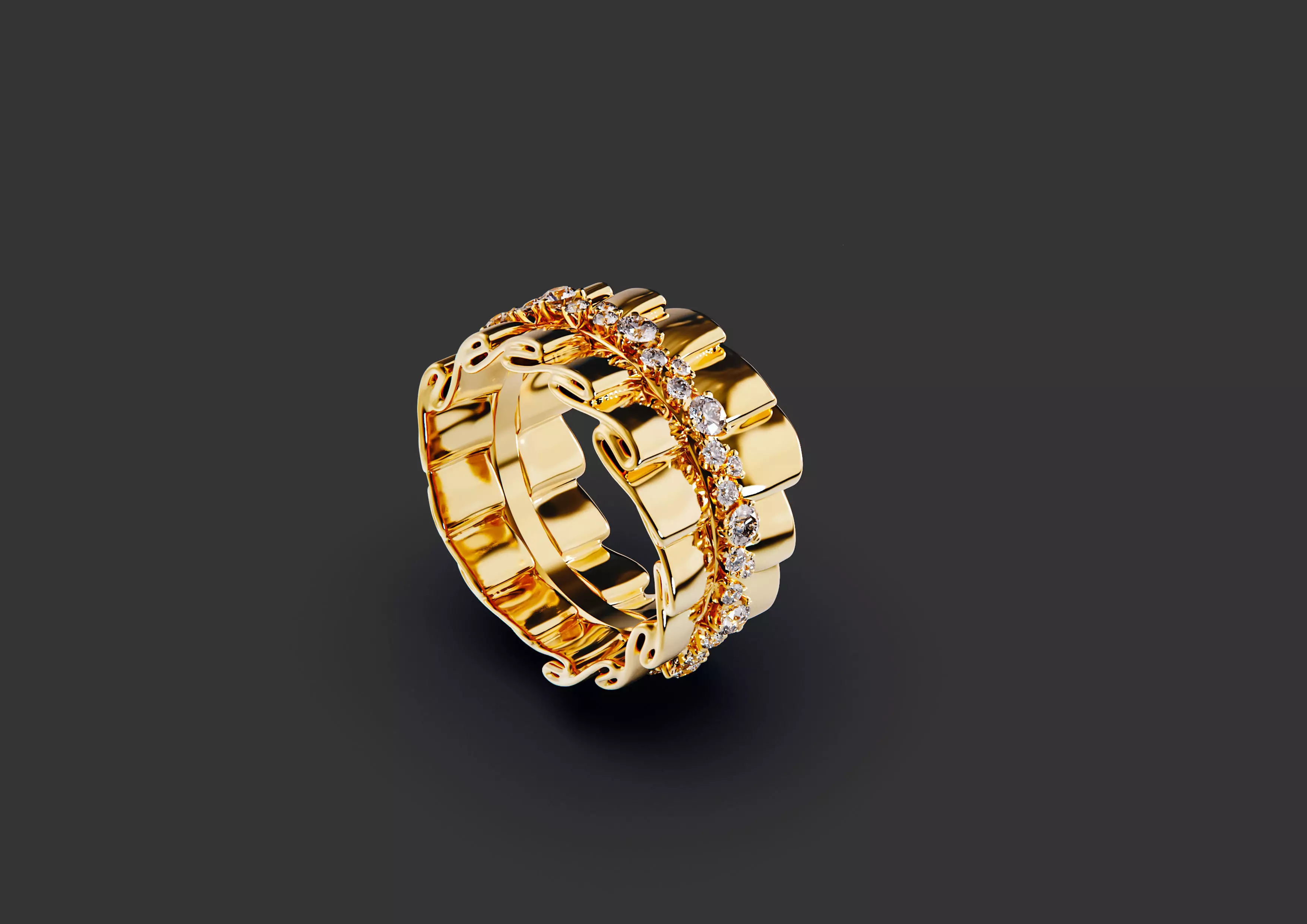 Wavy ring 3D print model_0