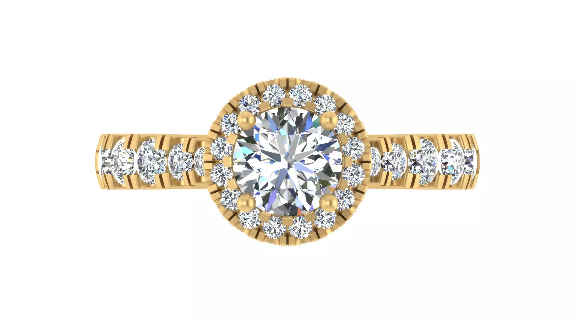 Classic Round-Cut Halo Engagement Ring 3D print model