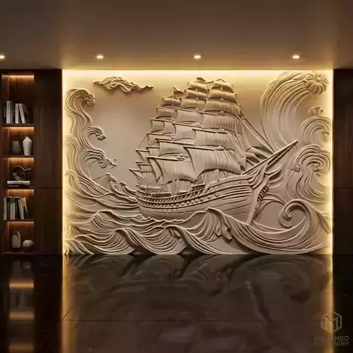 modern panel wall decor set wall relief mural CNC 148