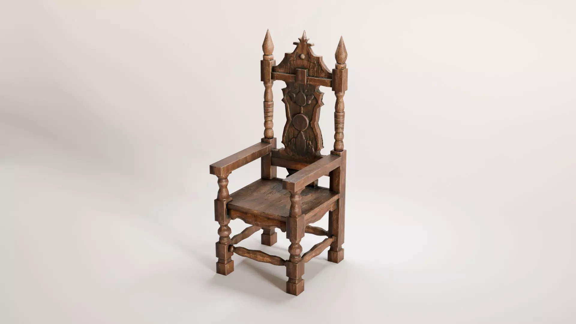Medieval Wooden Throne - Game-Ready Low-poly 3D model