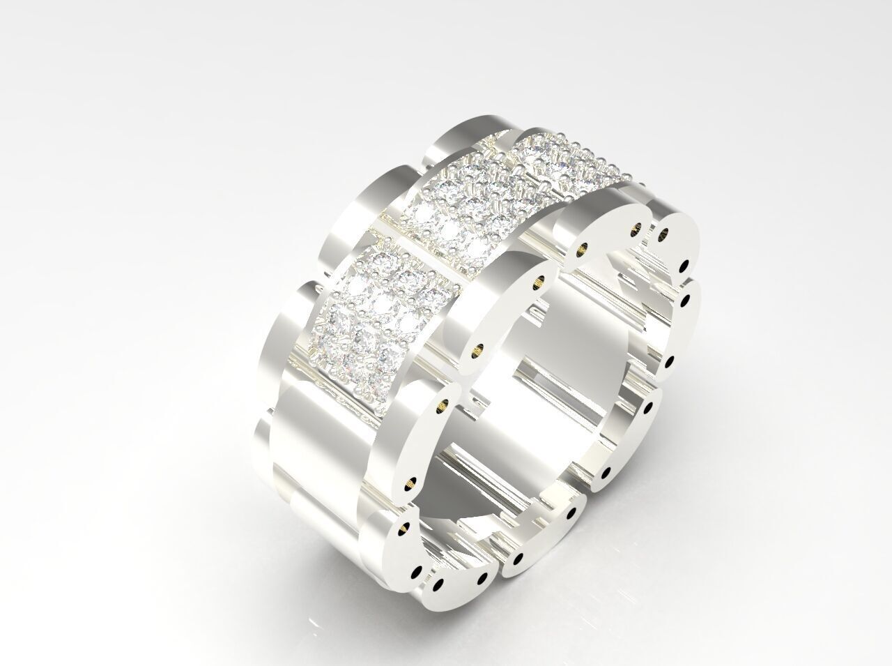 Luxury man Rolex design diamond ring model ring ror0019 3D print model_20