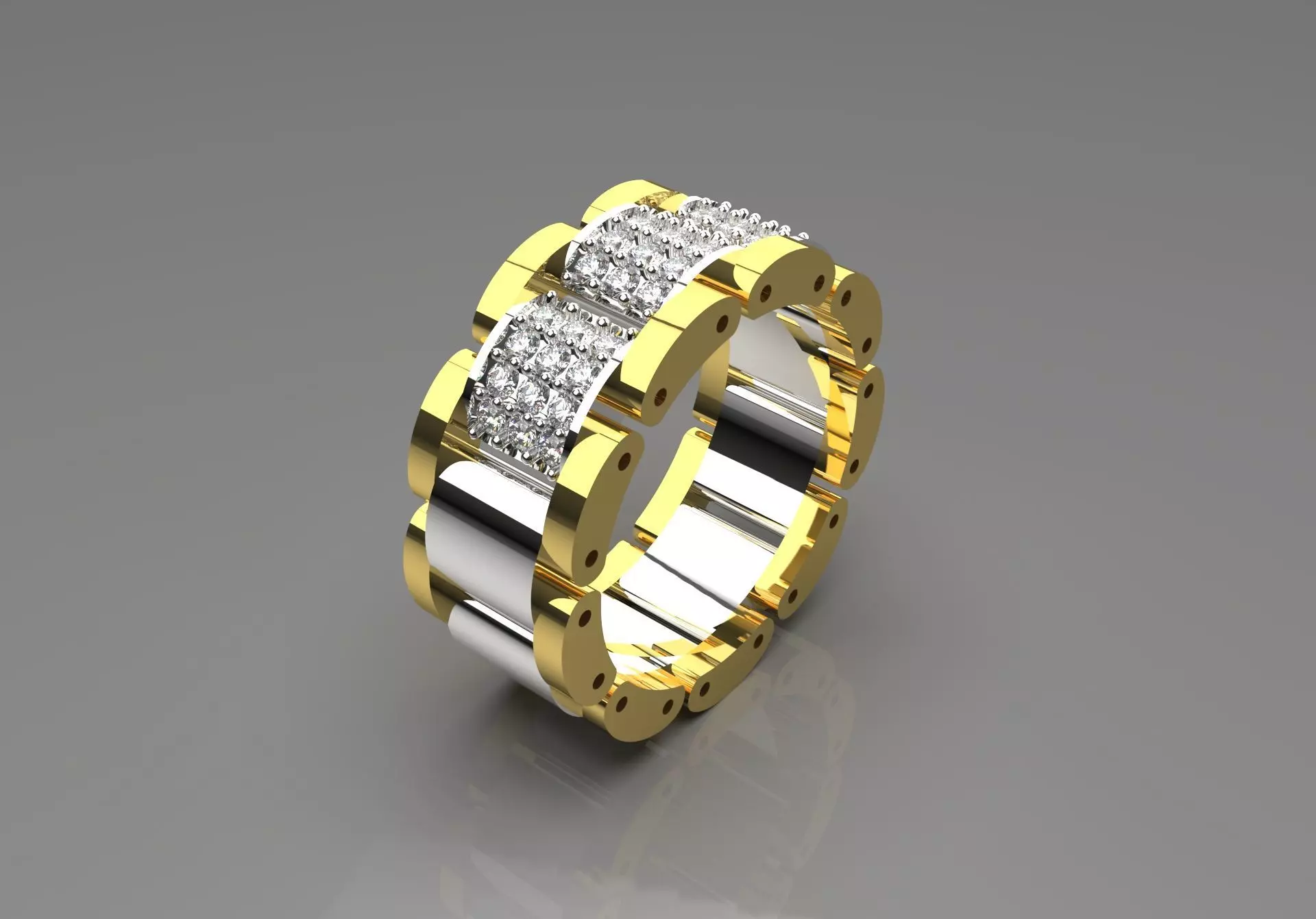 Luxury man Rolex design diamond ring model ring ror0019 3D print model_0