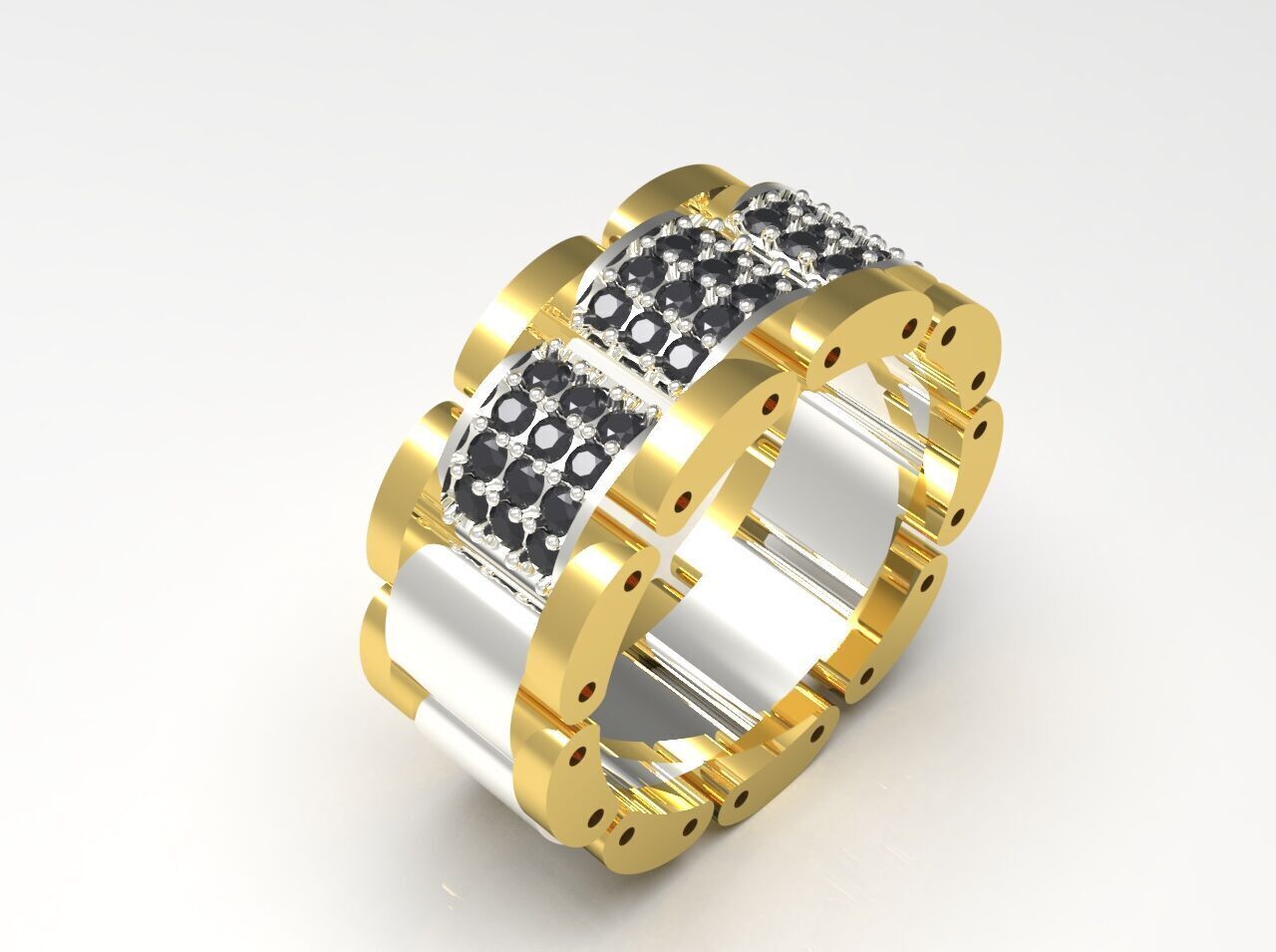 Luxury man Rolex design diamond ring model ring ror0019 3D print model_17