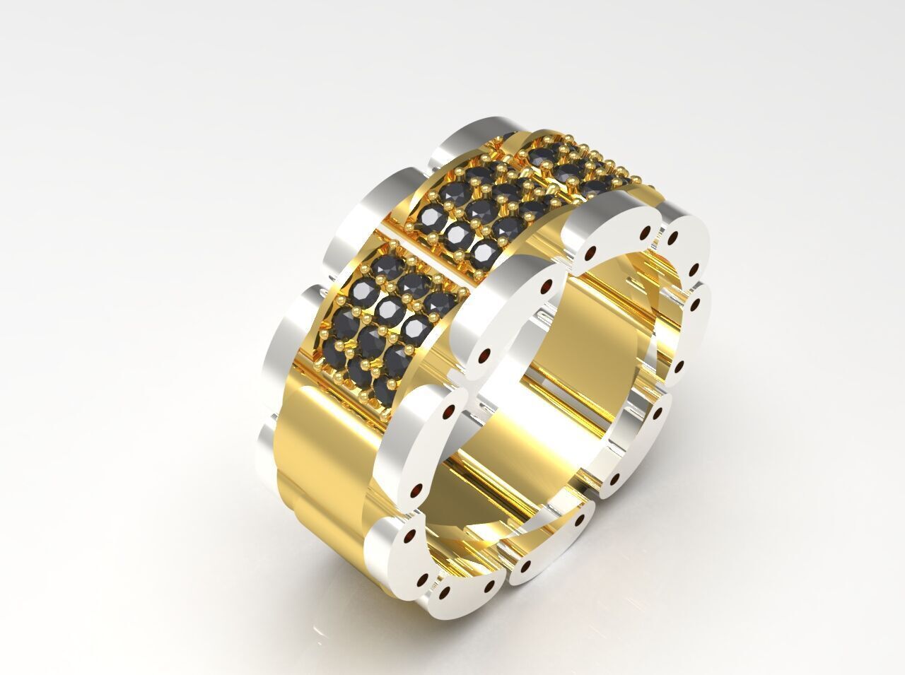 Luxury man Rolex design diamond ring model ring ror0019 3D print model_14