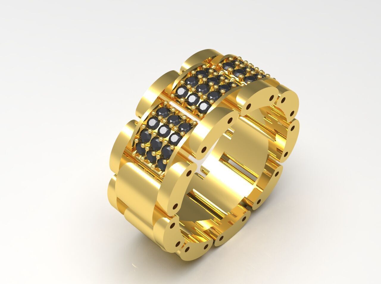 Luxury man Rolex design diamond ring model ring ror0019 3D print model_16