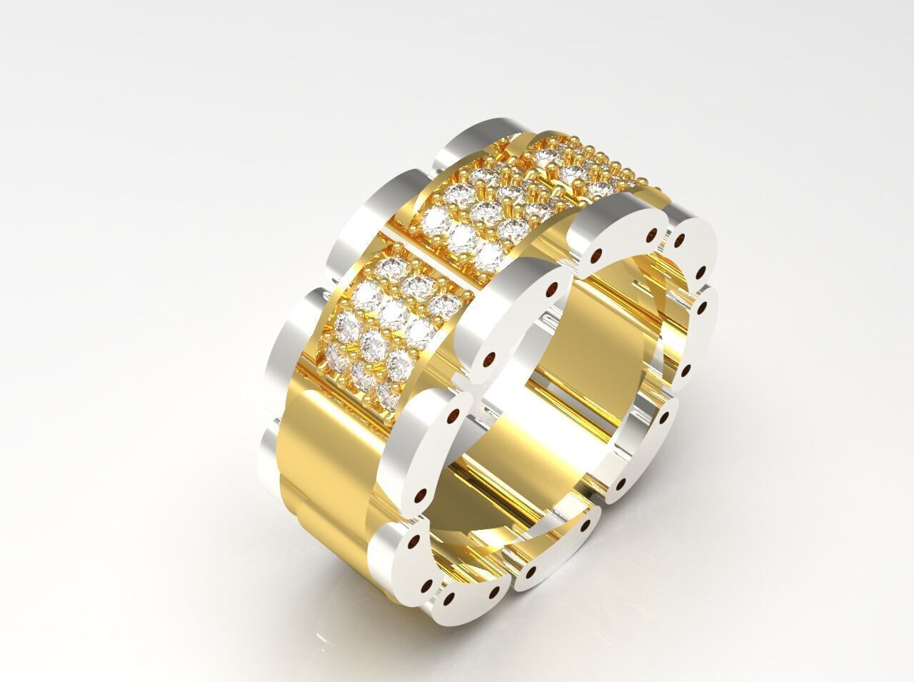 Luxury man Rolex design diamond ring model ring ror0019 3D print model_12