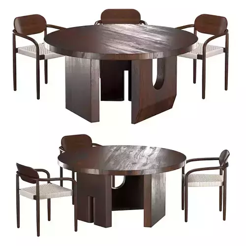Tulia Round Table Naele Chair Dining SET 3D model