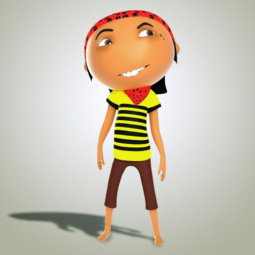 Cute Pirate boy Stylized character Low-poly 3D model