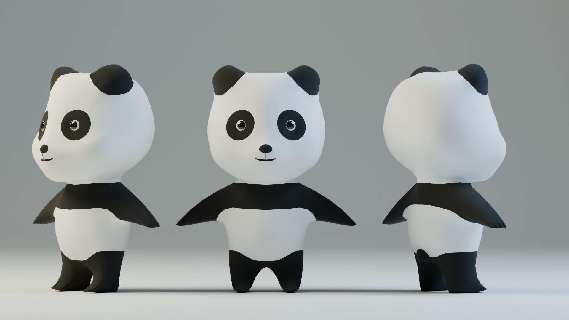 Low Poly Game-Ready Rigged Cartoon Panda Low-poly 3D model_1