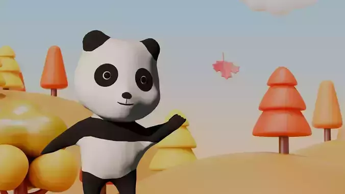 Low Poly Game-Ready Rigged Cartoon Panda