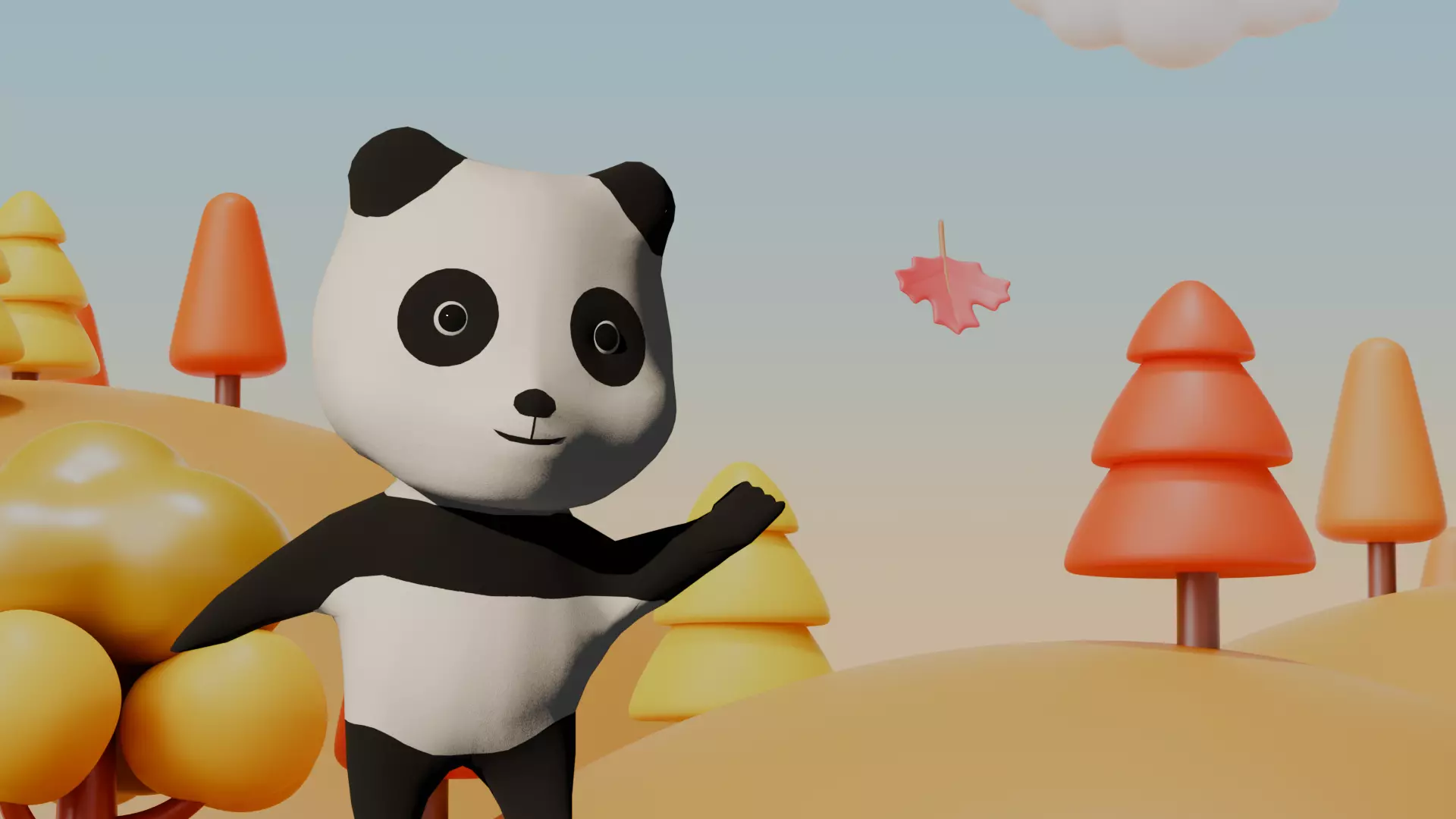 Low Poly Game-Ready Rigged Cartoon Panda Low-poly 3D model_0