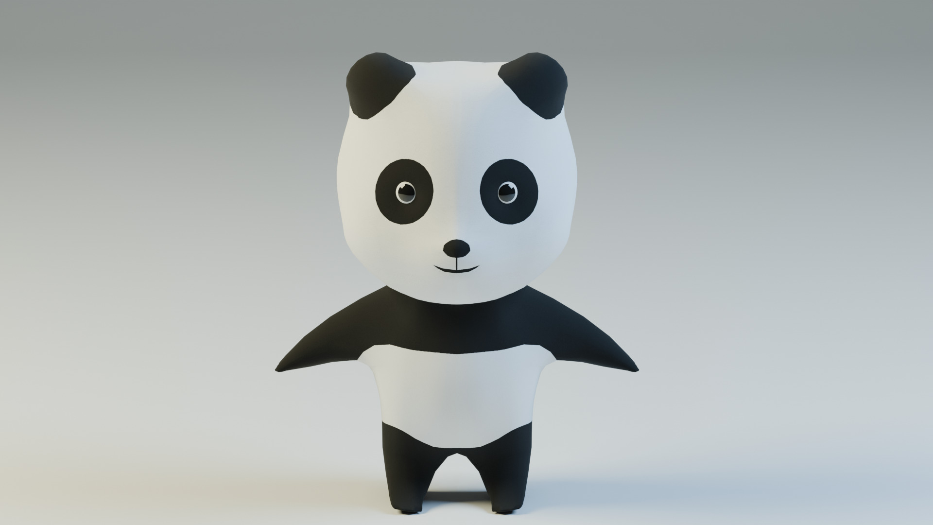 Low Poly Game-Ready Rigged Cartoon Panda Low-poly 3D model_3