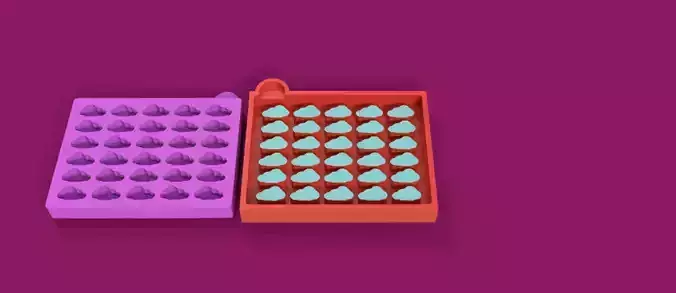 30 Cavity Small Cloud Mold wax melt freshie candy 3D print model