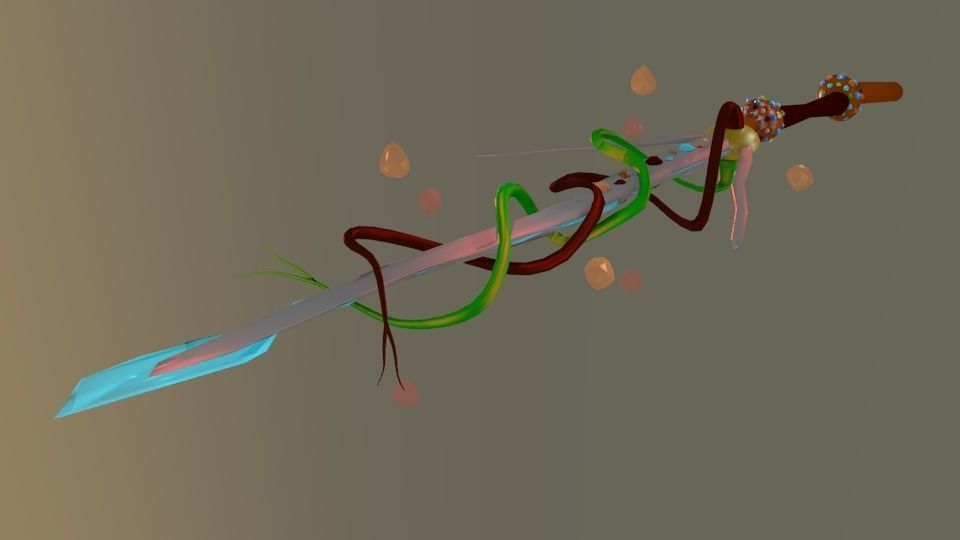 Fantasy Animated Sword Low-poly 3D model_2