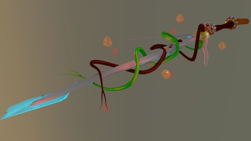 Fantasy Animated Sword Low-poly 3D model_1