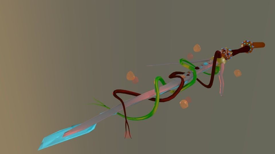 Fantasy Animated Sword Low-poly 3D model_0