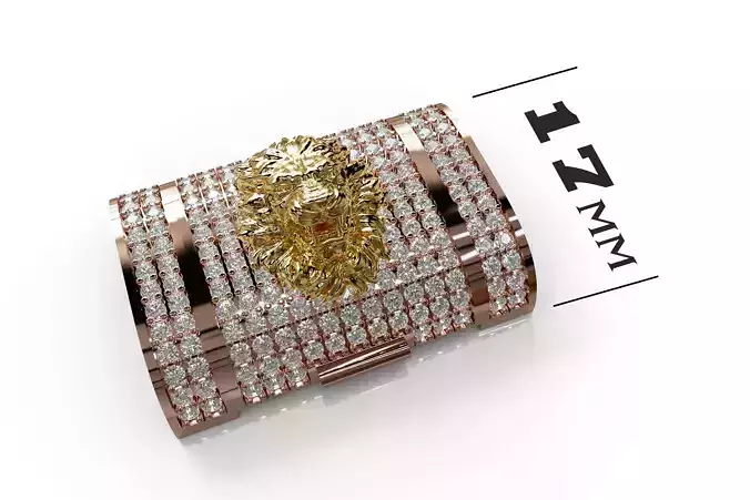 LION Diamond Lock Box for BRACELET - NECKLACE 17mm 3D print model