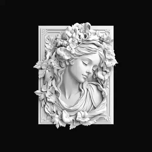 Floral Woman Relief Sculpture