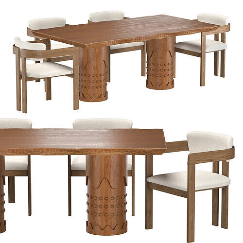 Metlife Table Rodin Chair Dining SET 3D model