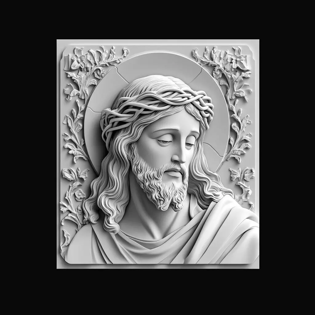 Jesus Christ relief  3D print model_0