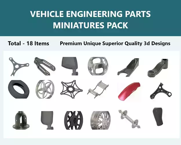 VEHICLE ENGINEERING PARTS MINIATURES PACK 3D Model Collection