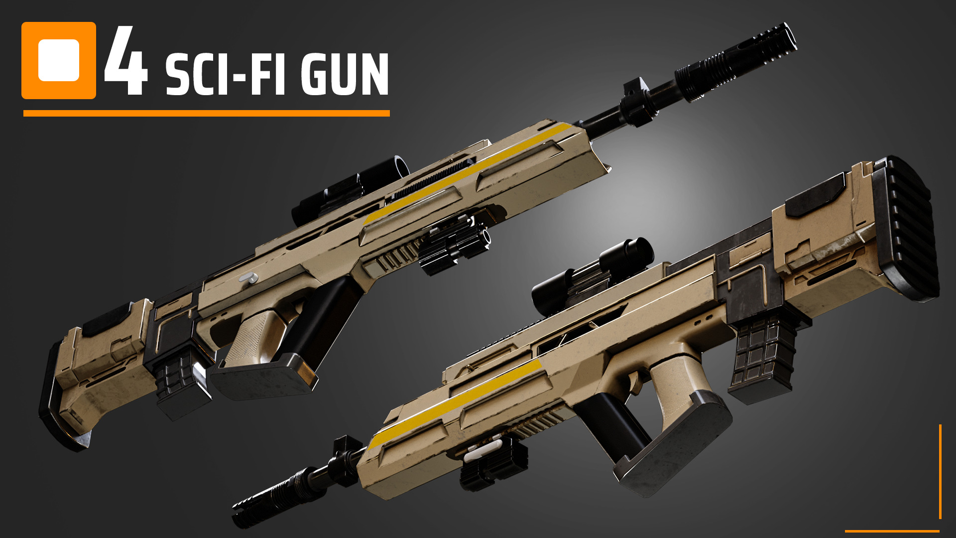 4 Sci-Fi Weapons 3D model_1