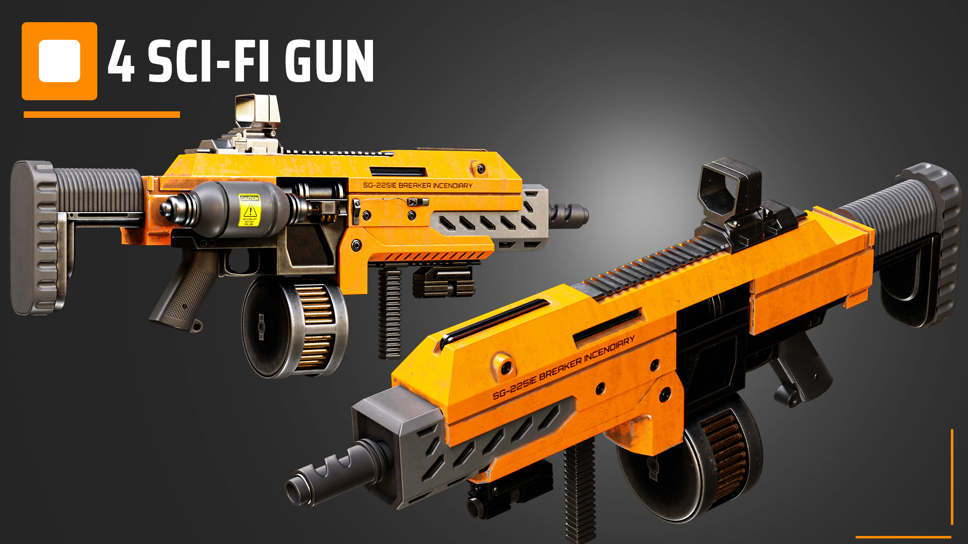 4 Sci-Fi Weapons 3D model_8