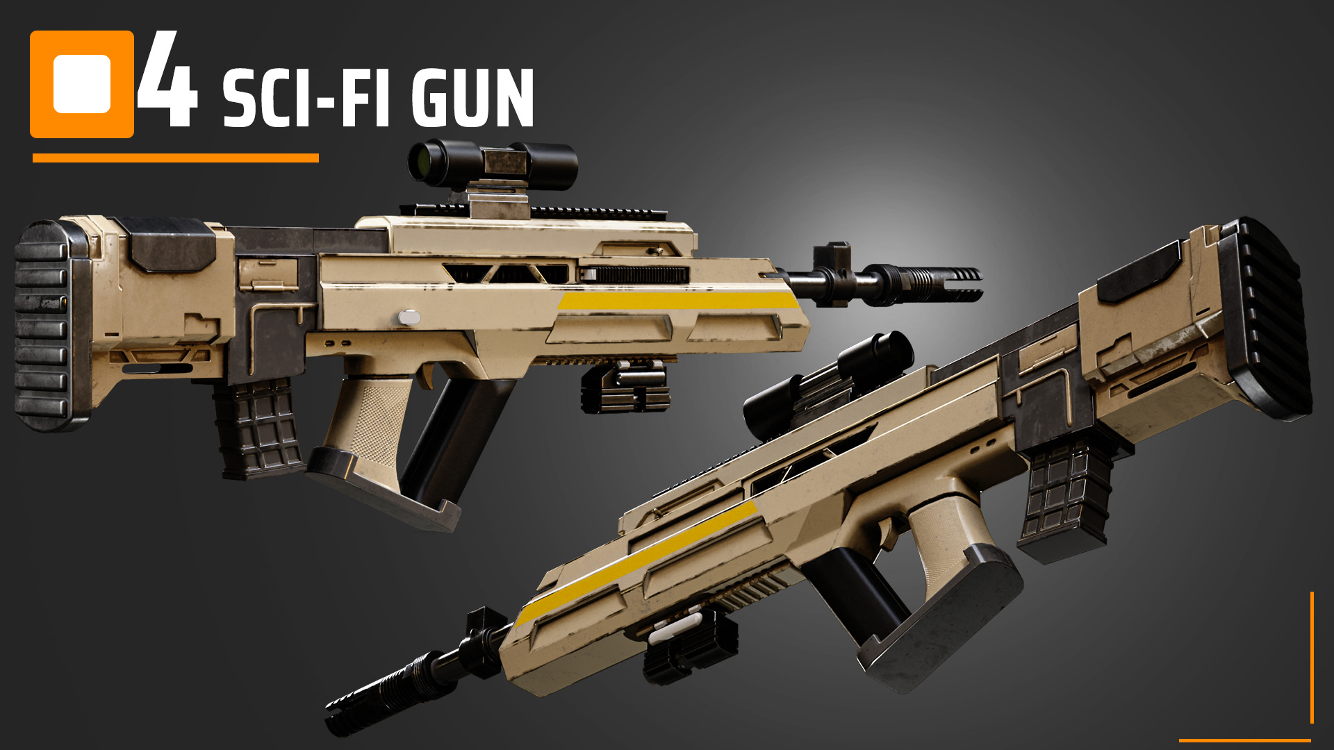 4 Sci-Fi Weapons 3D model_2